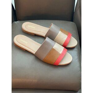 Kaanas Patchwork leather sandals made in Columbia women’s size 10 Earth tones, f